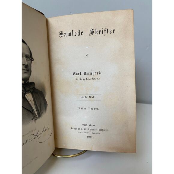 1869 Antique I-II Samlede Skrifter by Carl Bernhard Hardcover Danish Book - Picture 10 of 12